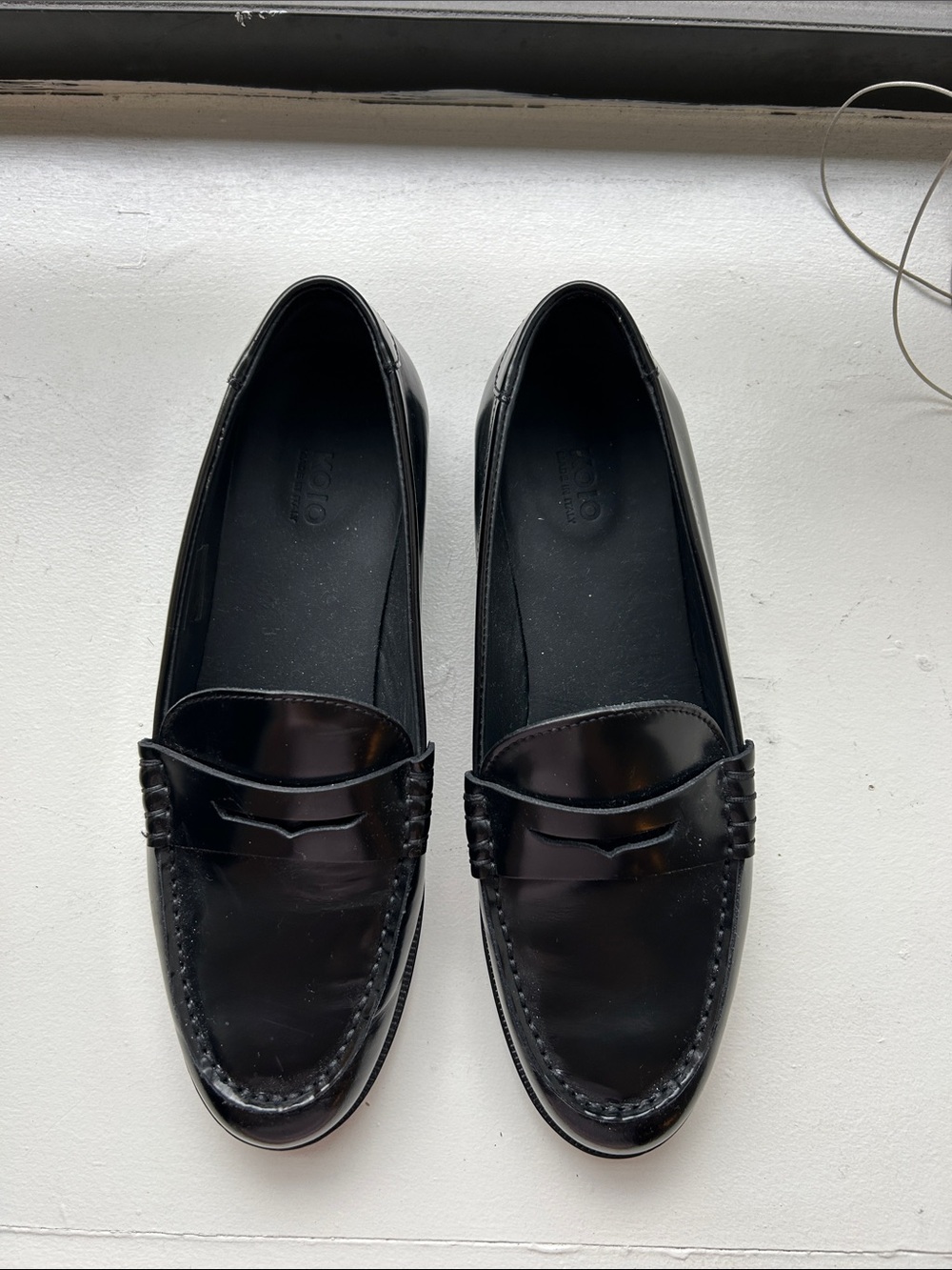 KOIO Black Patent Penny Loafers